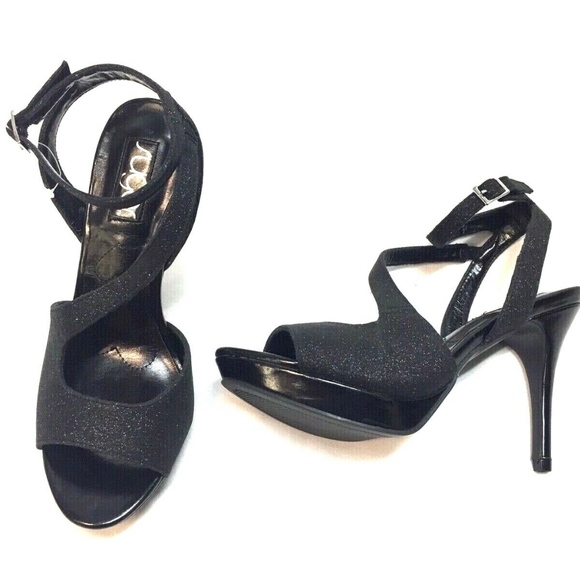 black glitter stilettos